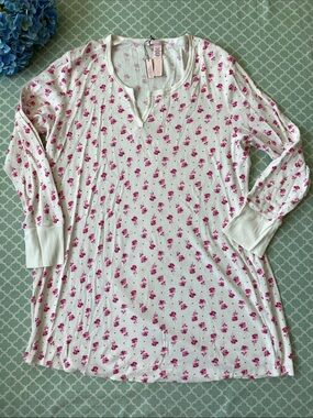 NWT Victoria’s Secret Pink Rose Thermal Split Neck Floral Sleepdress XXL